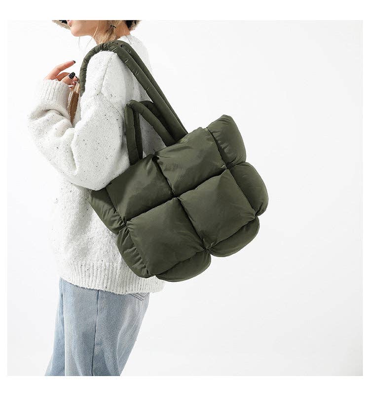 Dipped Shop - Wholesale Tote Bag - Women's - Simple Puffer Tote Bag Solid Color Soft Handbag DP809111