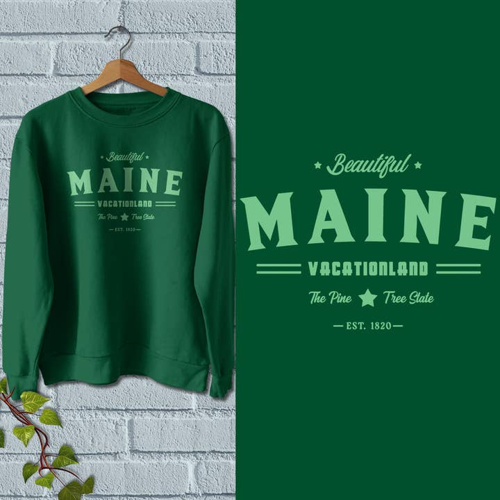 Camisola de Adulto Unissexo S-2X de Férias Lindas no Maine por atacado de RetroPlanet