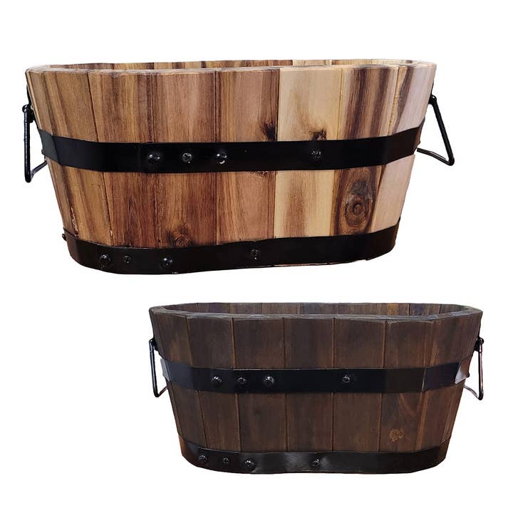 DeVault Enterprises - Wholesale Plant Pot - DeVault Small Wood Oval Planters – Rustic & Stylish Acacia1
