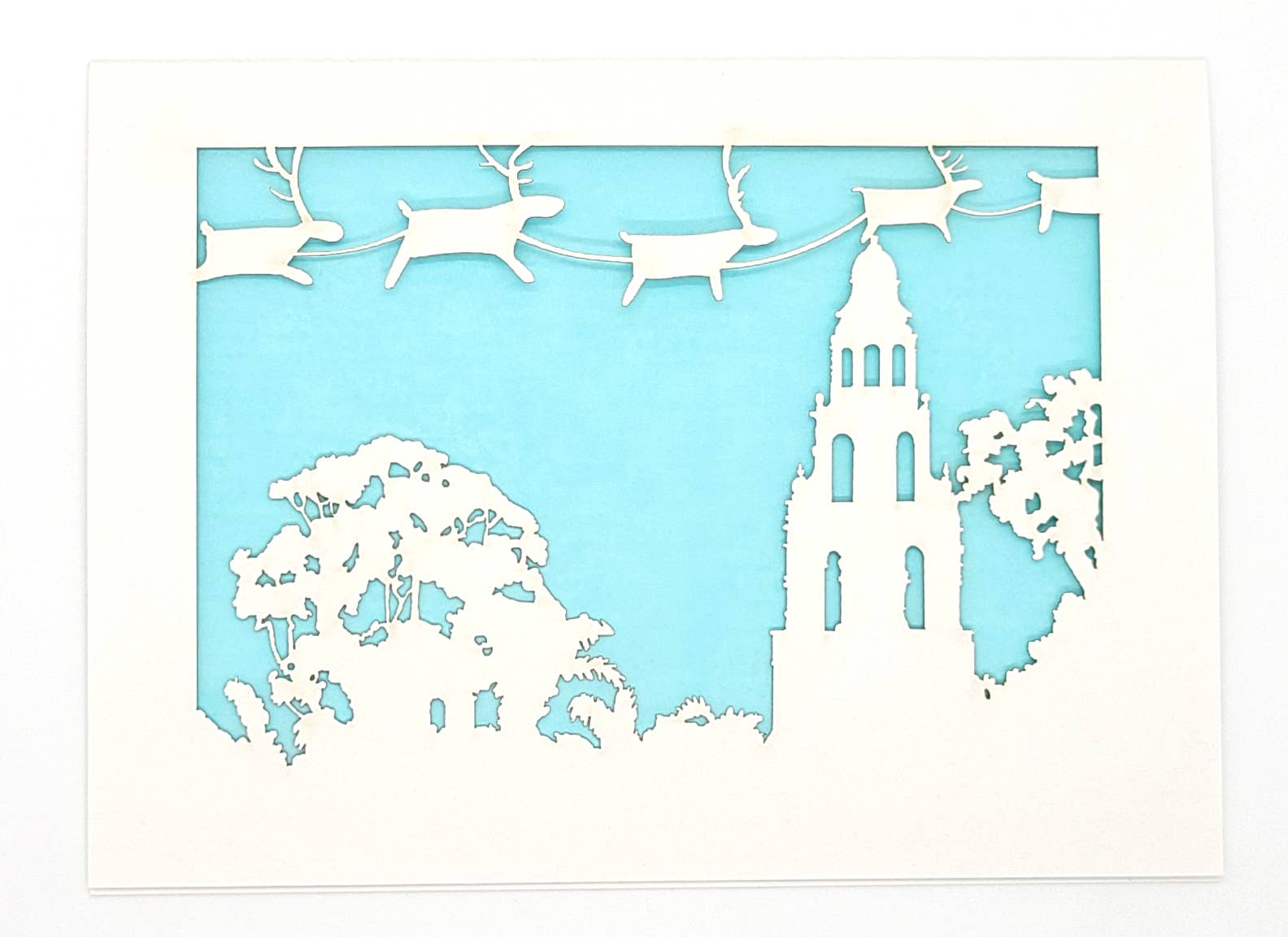 two hermanas – Großhandel Weihnachtskarte – Weihnachtsgrußkarte „Rentier over Balboa's Tower“9