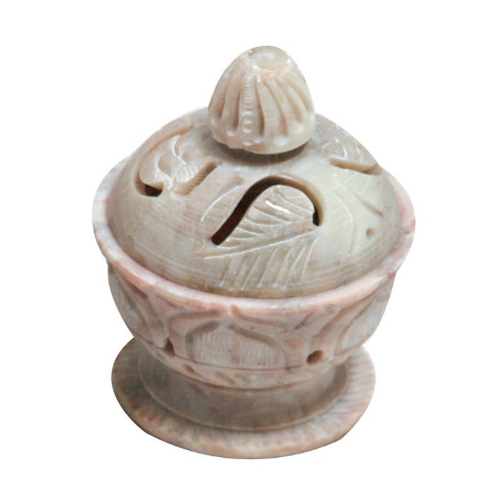 Mini Lotus Cone/Stick Incense Holder - Soapstone for wholesale by Triloka