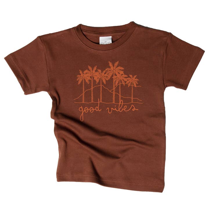 Spunky Stork - Wholesale Screen Printed T-Shirt - Kids - Good Vibes Palm Trees Organic Baby Bodysuit Kids Shirt