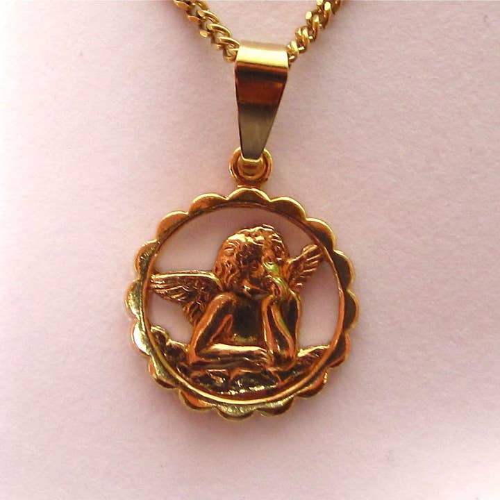 SoHo Schmuckmanufaktur - Wholesale Pendant/Charm Necklace - SoHo® Chain Cherub Angel Guardian Angel 18Kt Gold Plated2