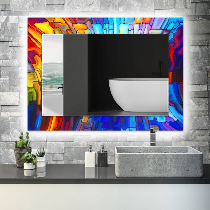 Stained Tempered Glass Wall Mirror for wholesale by MyPhotostation