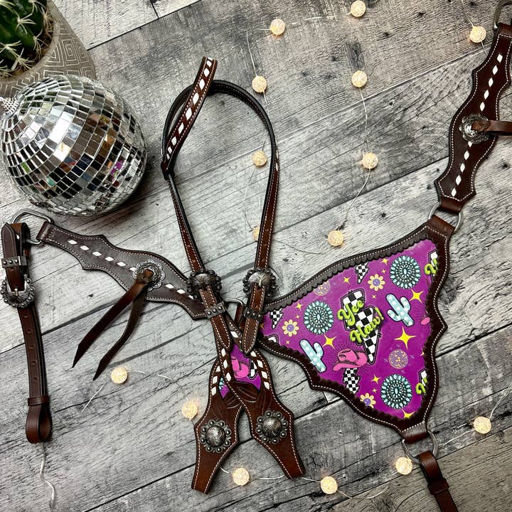 Schulz Equine - Wholesale Horseback Riding Gear - Neon Yeehaw Headstall and Breast Collar Set8