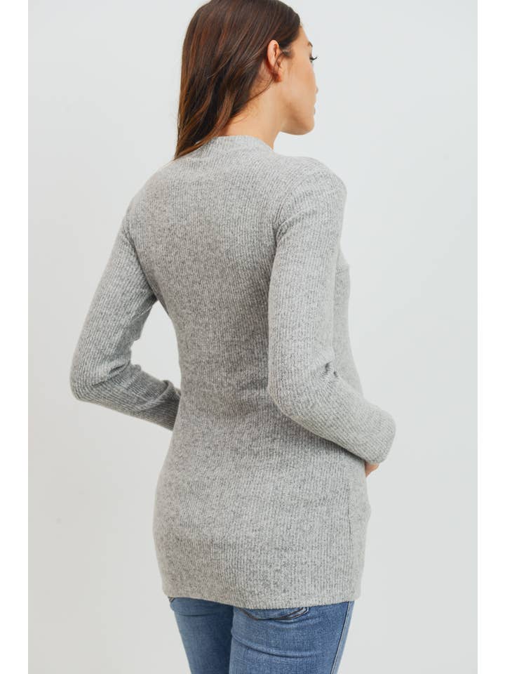 Hello Miz - Vente Haut - Top côtelé de maternité à col montant et manches longues23