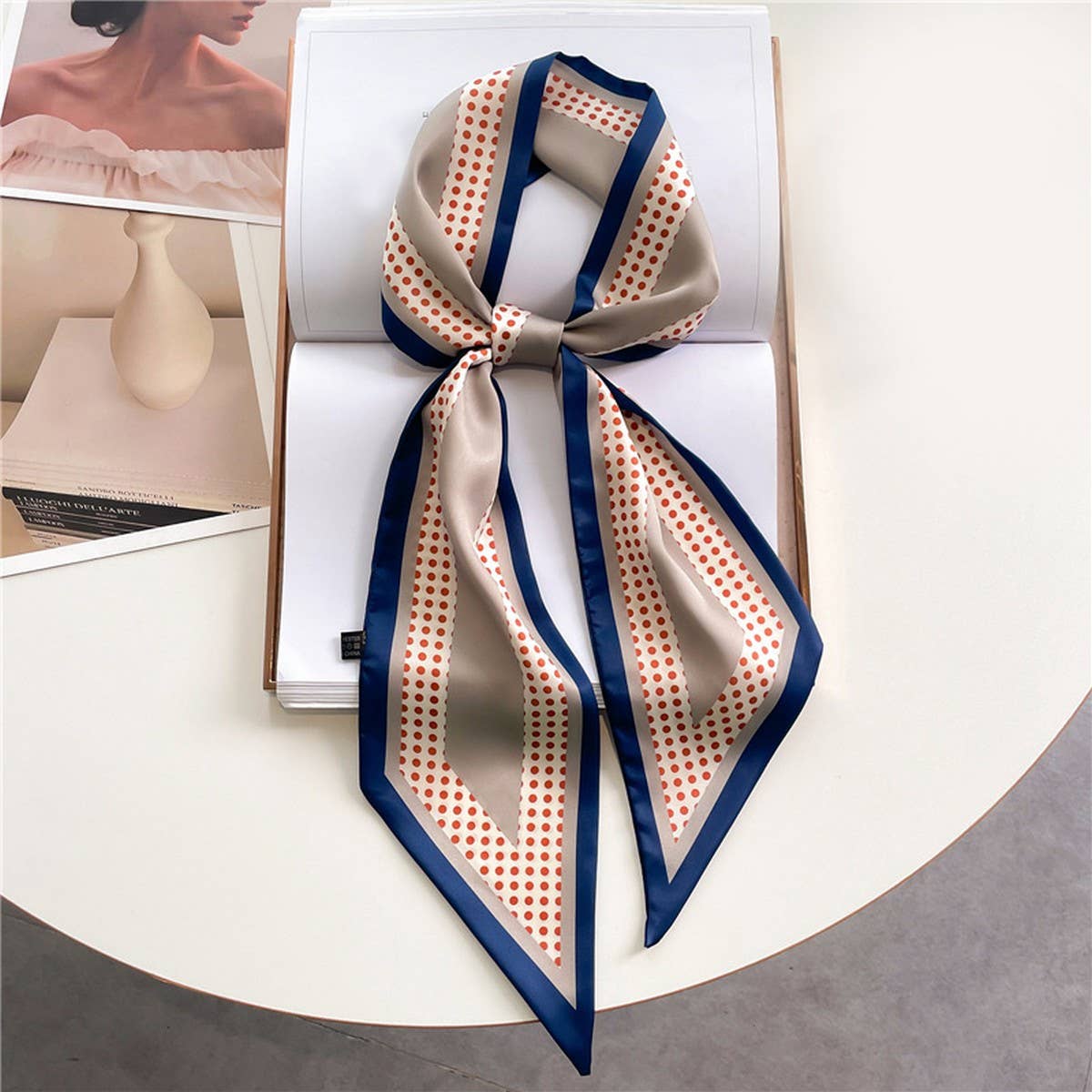 ACCITY - Wholesale Head Scarf - Women's - FASHIONABLE DOUBLE-LAYER RIBBON ANGLED HEAD SCARF_CWASC15159