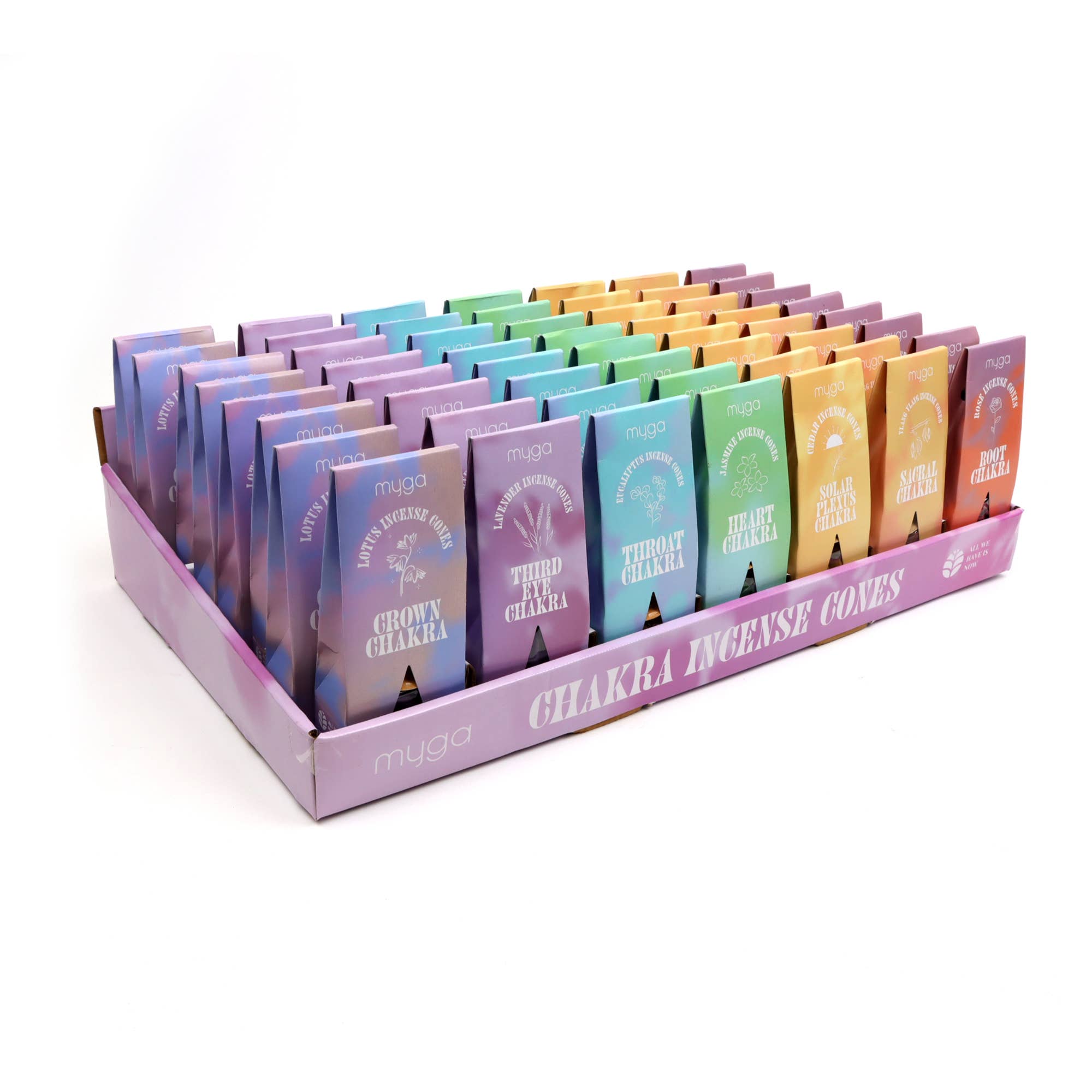 Myga - Vente Encens - Cônes d'encens Chakra & Chance avec support - Présentoir complet12