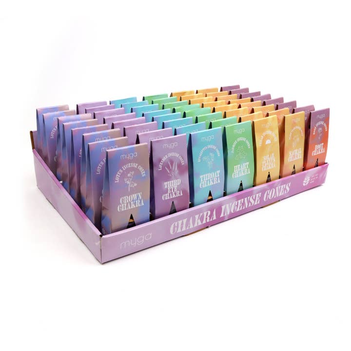 Myga - Vente Encens - Cônes d'encens Chakra & Chance avec support - Présentoir complet12