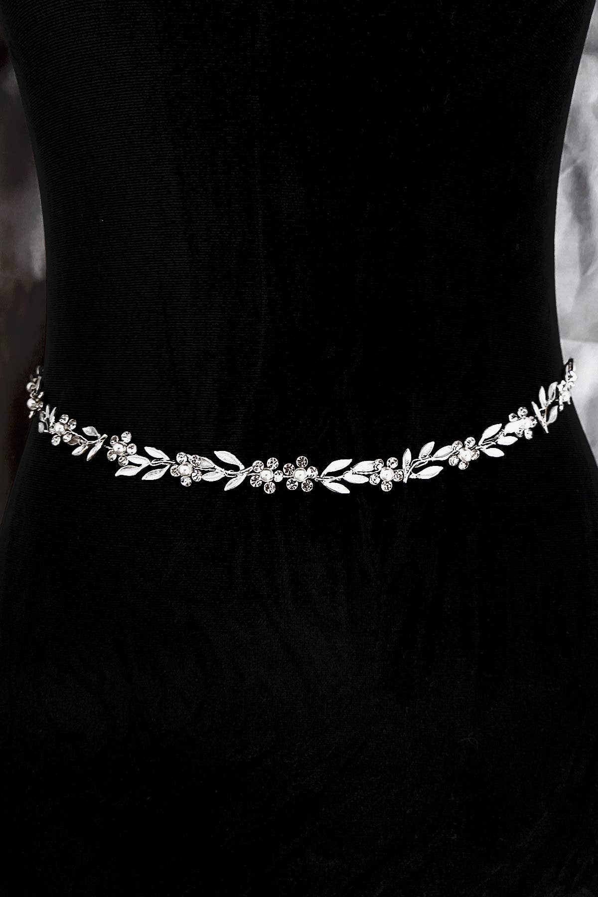 Chicas – wholesale Belt – Women's – Crystal Flower Belt With Ivory Ties 59215-1