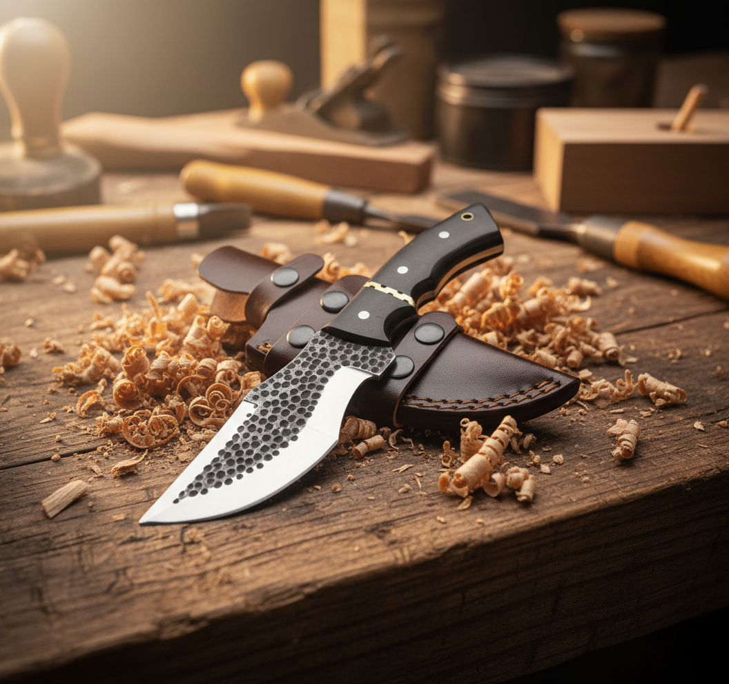 Deer Edge - Wholesale Pocket Knife/Holder - Handmade Damascus Steel Bushcraft Knife Perfect for Outdoor1