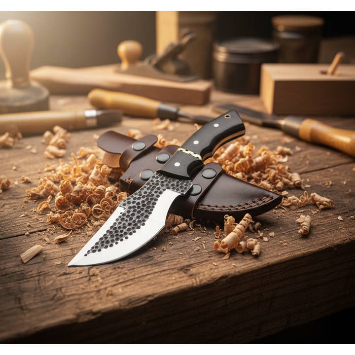 Deer Edge - Wholesale Pocket Knife/Holder - Handmade Damascus Steel Bushcraft Knife Perfect for Outdoor1