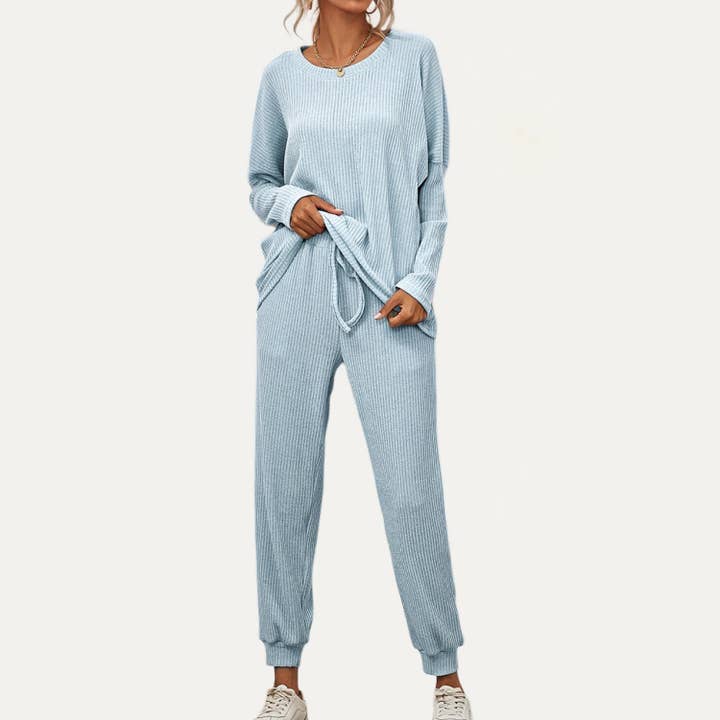 The Moment Collection - Wholesale Lounge Set - Women's - Chic And Cozy Ribbed Two-Piece Loungewear Set