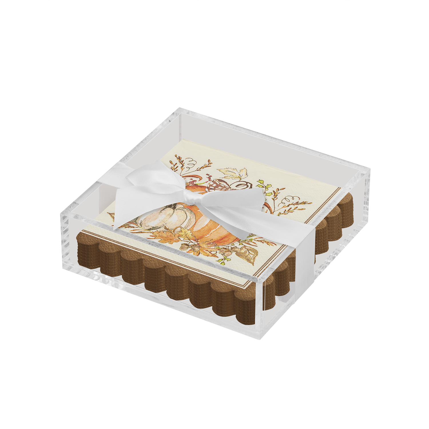 Sophistiplate - Wholesale Napkin Holder - Acrylic Napkin Tray, clear with  Guest Towel - Turkey & Gourds0
