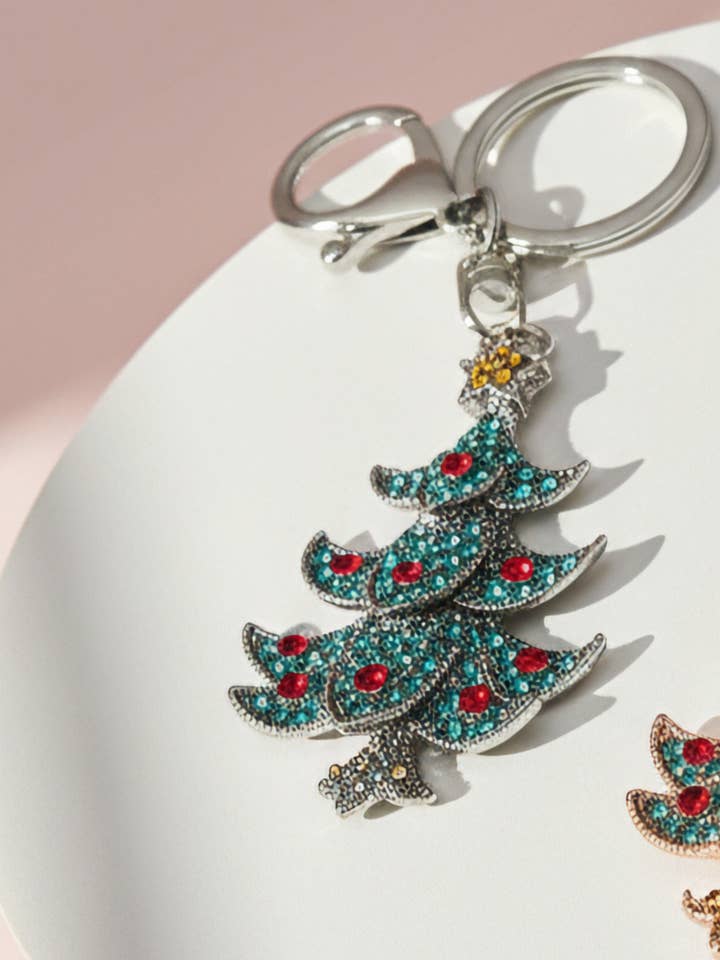 Christmas Tree Crystal Keyring & Bag Charm for wholesale by Arya Jewellery Wholesale
