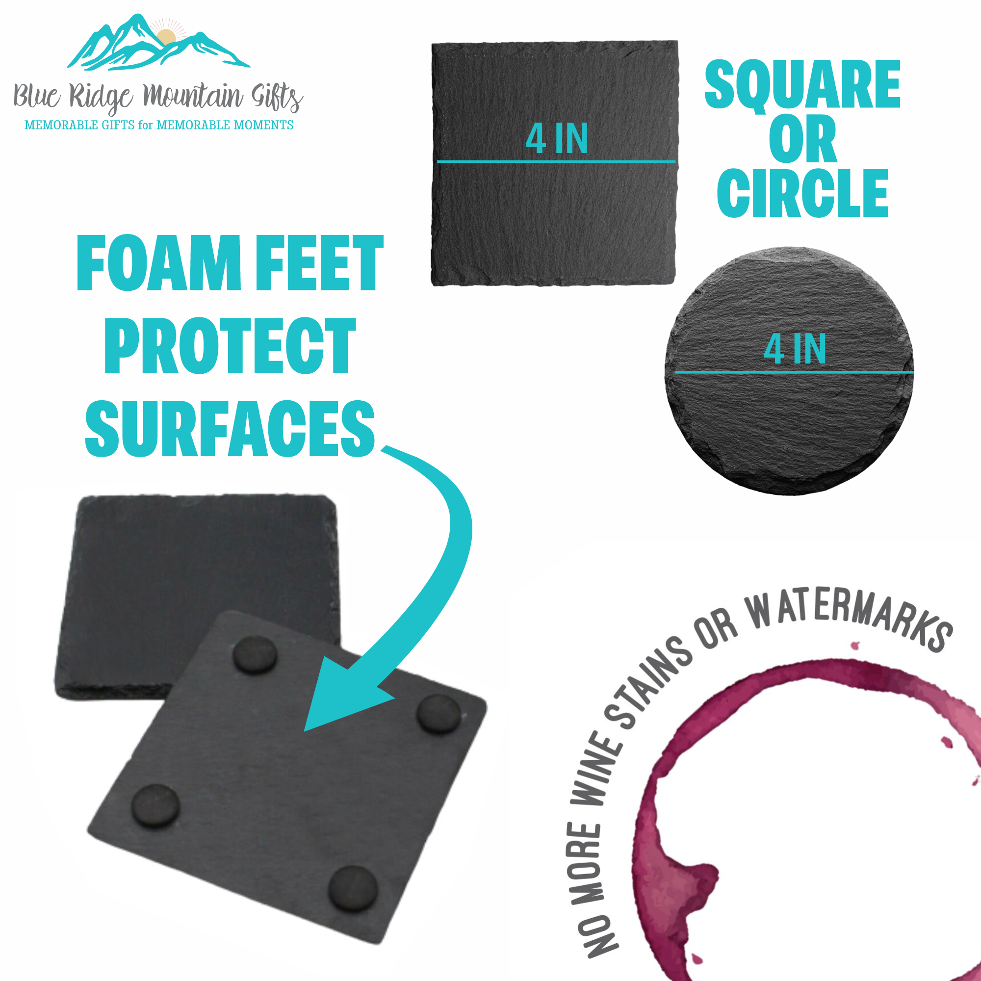 Blue Ridge Mountain Gifts - Wholesale Coasters - Simple City Skyline - UV Printed Slate Coasters1