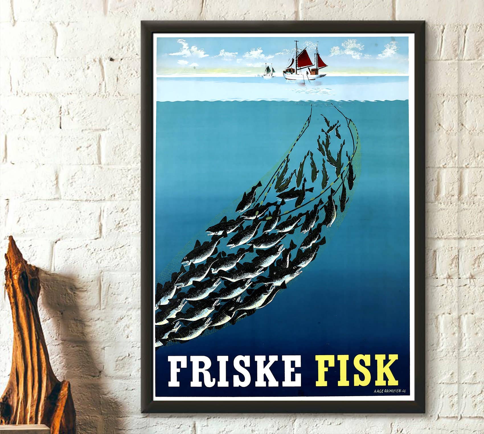 Vintage Wall Graphics - Wholesale Poster - Friske Fisk Kitchen Decor - Fishing-Themed Home Accent0