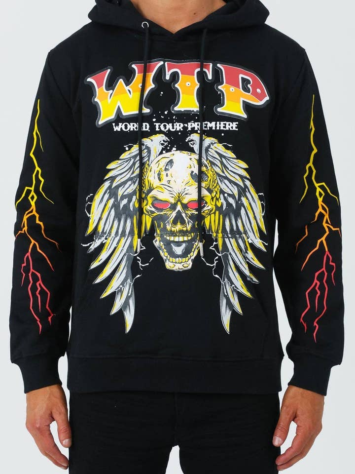 Schwarzer Underground Rock Hoodie für den Großhandel von World Tour