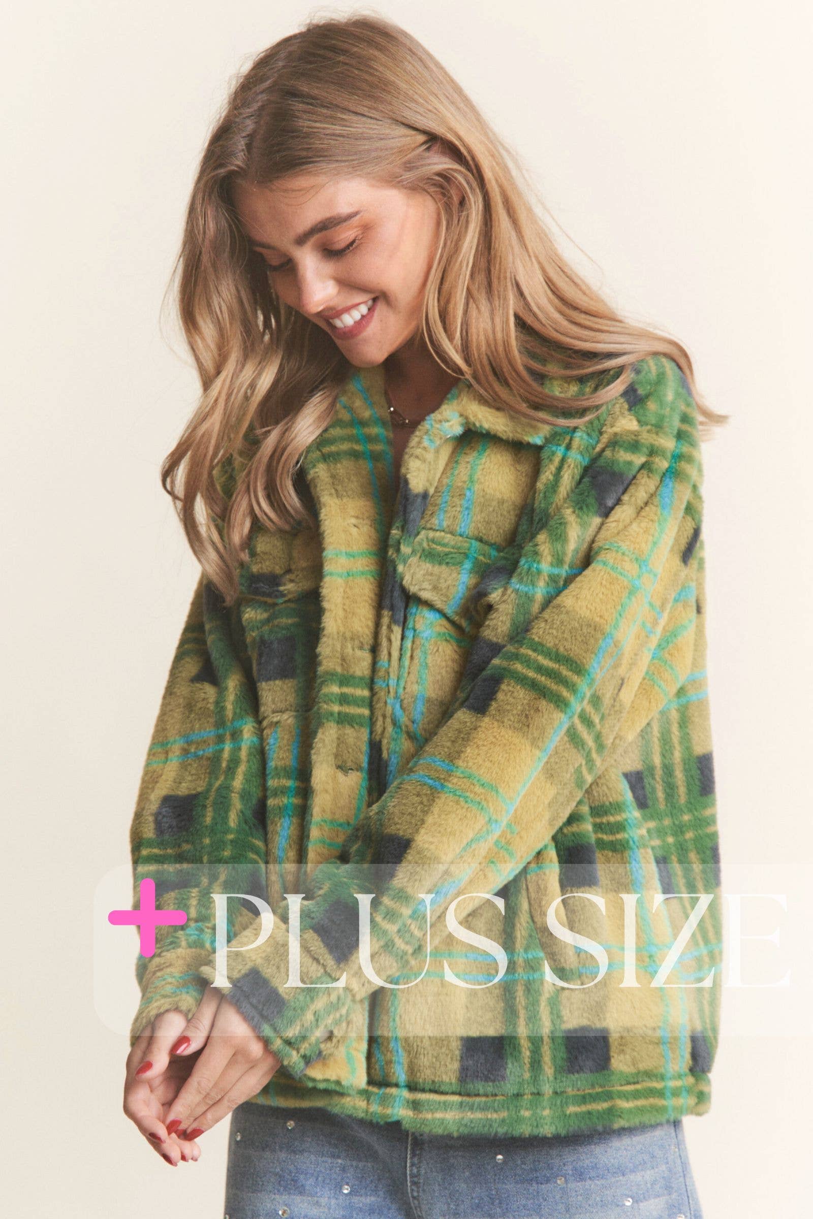 J.NNA - Vendita all'ingrosso Giacca - Donna - Giacca a quadri morbida con bottoni taglia forte6