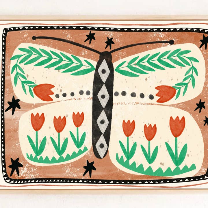 Carole Hillman - Wholesale Art Print - Folk Butterfly2