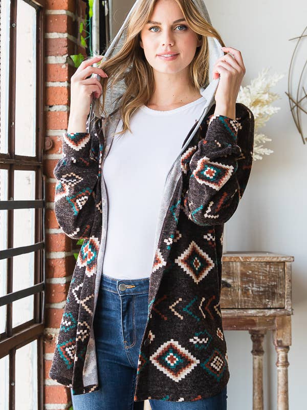 CAPPUCCIO MULTICOLORE AZTECO E GIUBBOTTO SOLIDO per la vendita all'ingrosso da parte di Pink Irene Wholesale