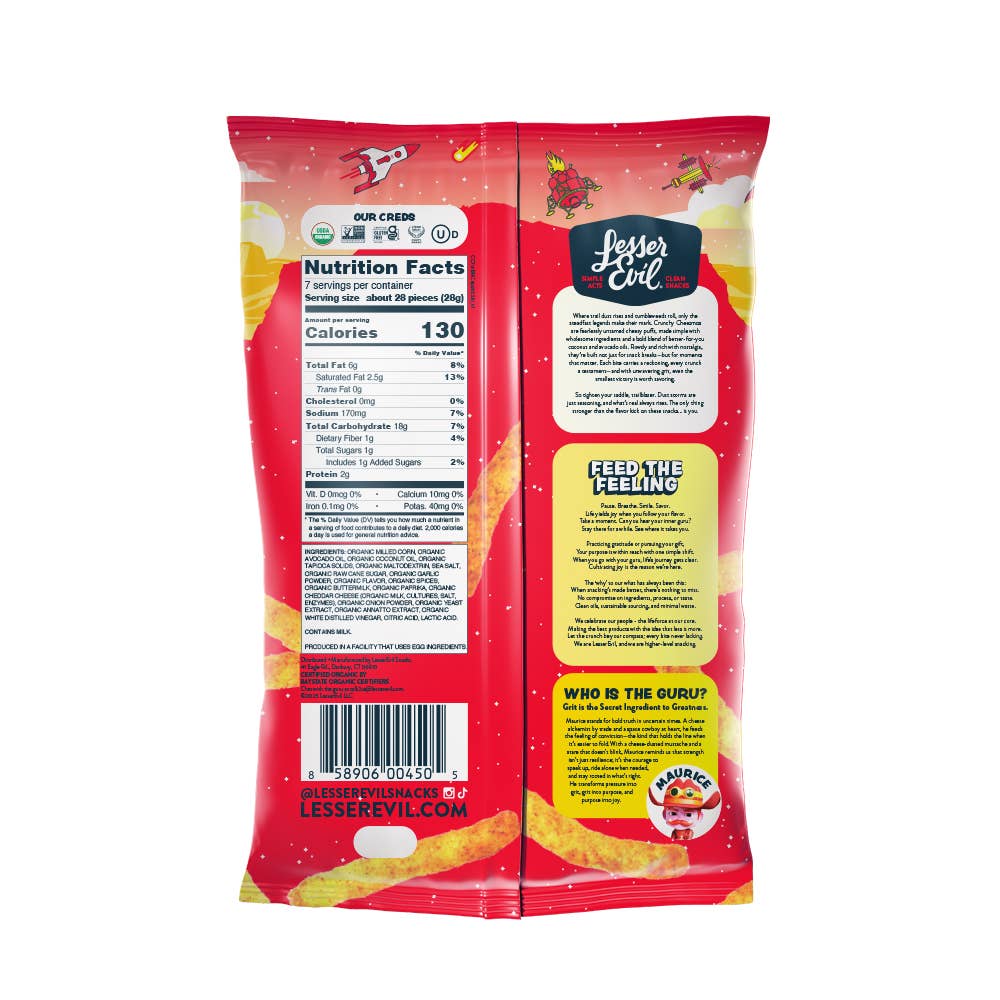 LesserEvil - Wholesale Puffed Snack - Cheezmos, Blazin' Hot Cheddar 7oz1