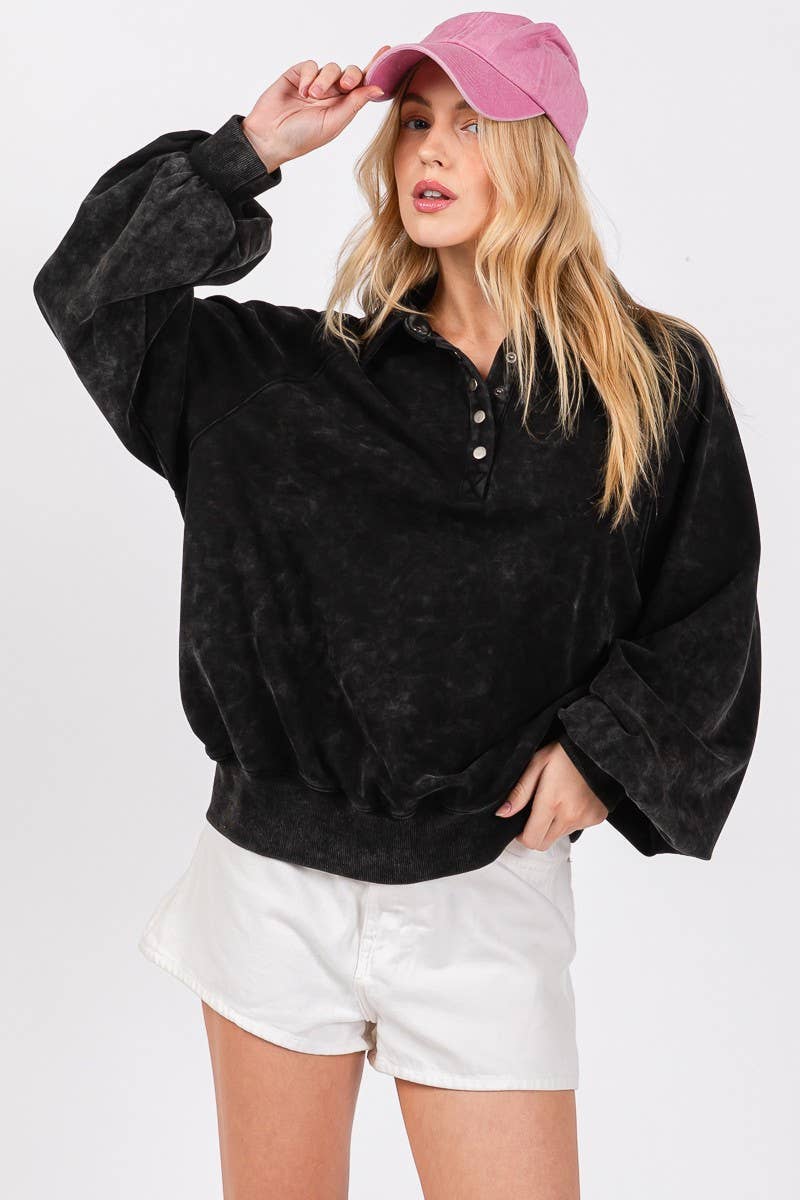 Sewn and Seen - Venta al por mayor Sudadera - Mujer - SUDADERA CON CUELLO A PRESIÓN CON LAVADO MINERAL4