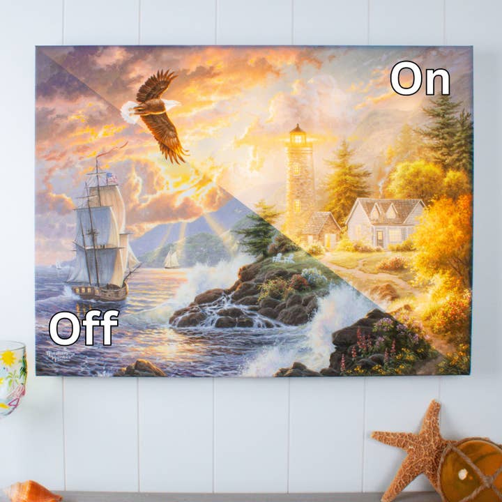 Seaside Light 18x24 Fully Illuminated LED Wall Art for wholesale by Glow Decor