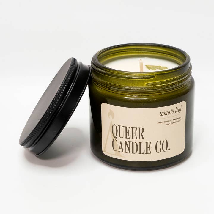 Tomato Leaf (summer seasonal scent) for wholesale by Queer Candle Co.