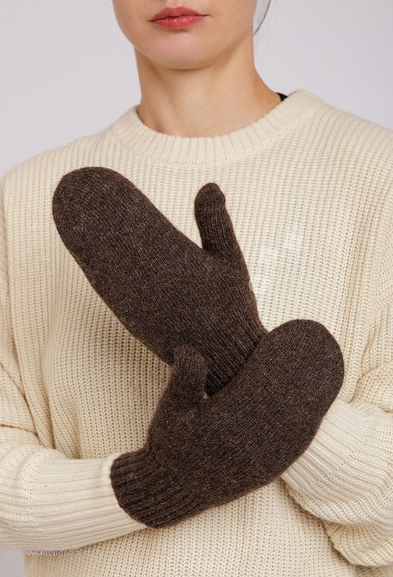 Mongulai - Wholesale Mittens - Women's - Dark Brown Sheep Wool Adult’s Mitten7