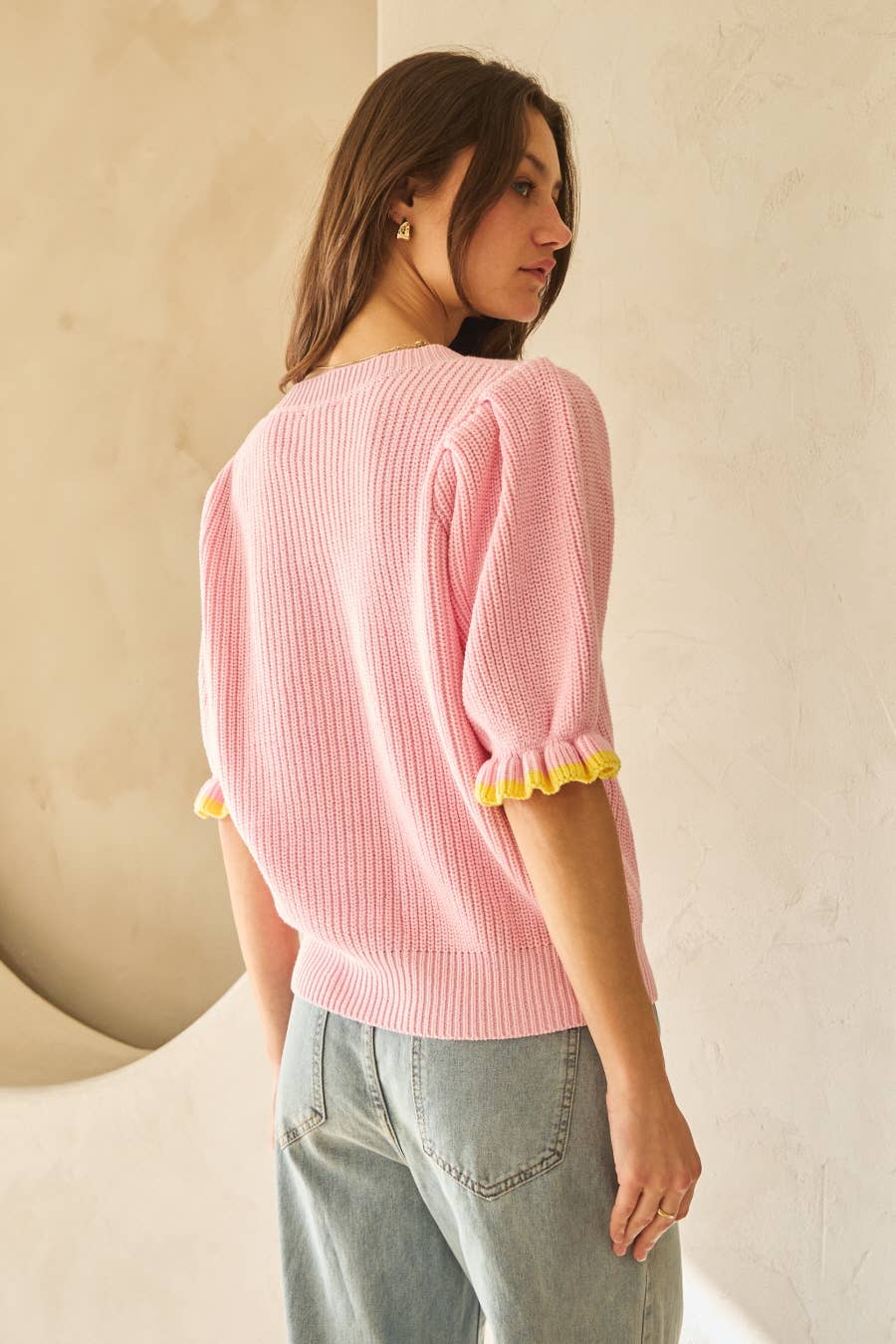 LT Pink Lemon Drop Graphic Knitted Sweater for wholesale on Faire3
