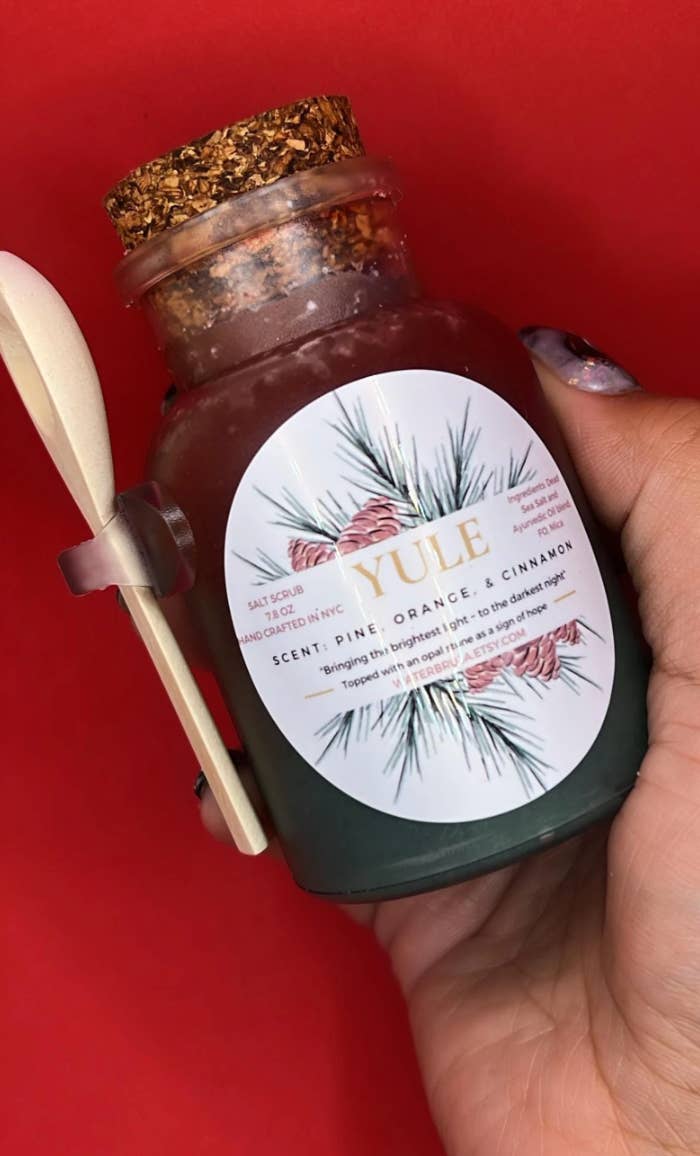 WaterBruja - Wholesale Bath Salt/Scrub Scoop - Yule Salt Scrub, Winter Holiday Scrub, Crystal Bath, Opalite