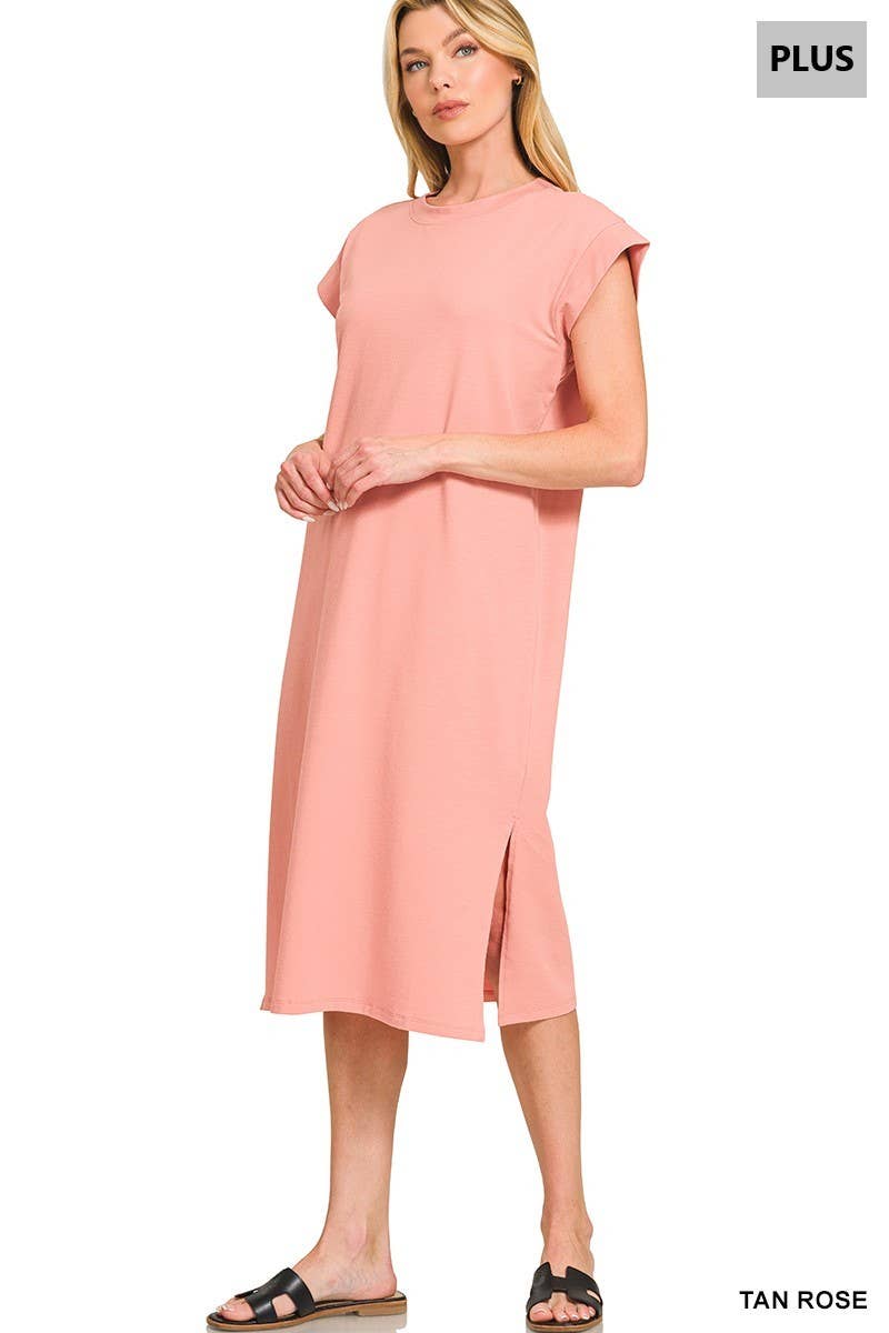 Vanilla Monkey - Wholesale Dress - Women's - Plus Round Neck Short Sleeve Midi Dress5