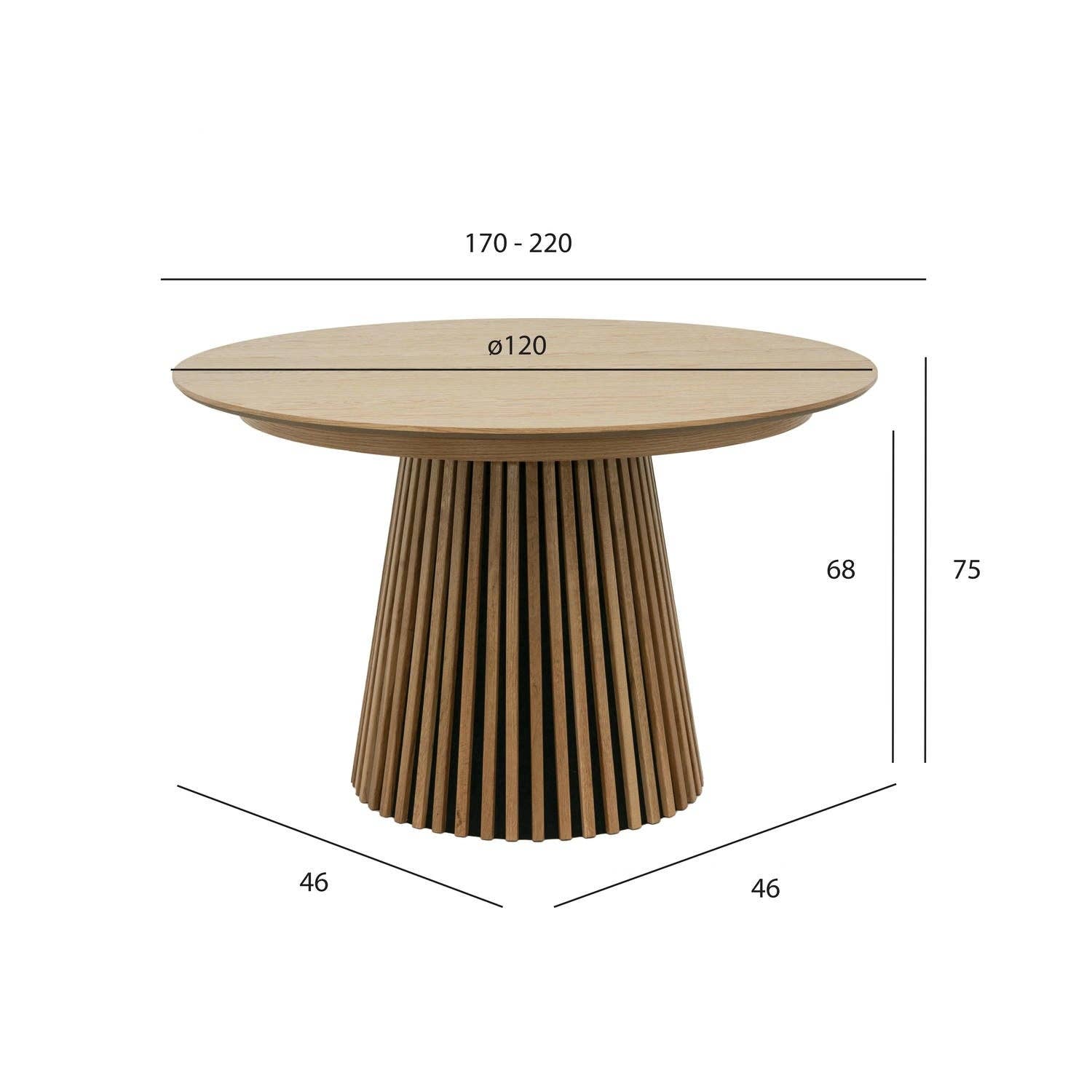 Furnhouse - Wholesale Side Table - Round Extendable Dining Table Svendborg ø120/220 cm - Natural Oak17