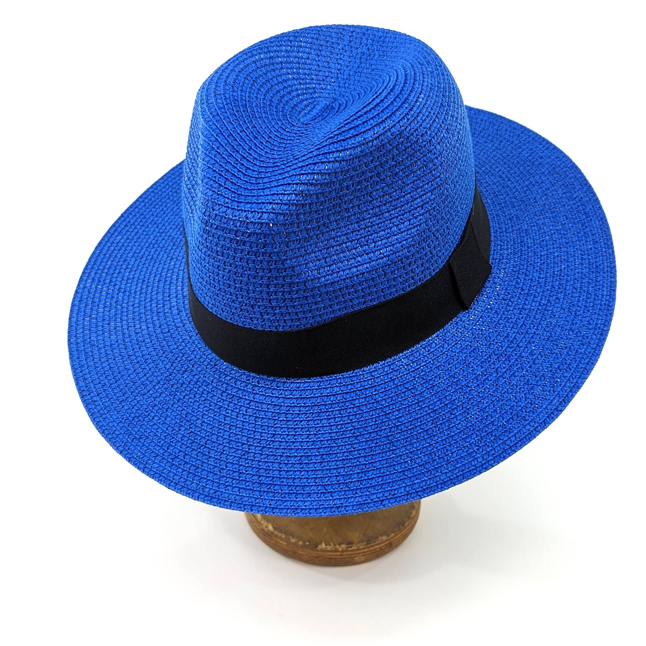 Black Ginger - Vente Chapeau de paille – unisexe - Chapeau de voyage pliable de style Panama, bleu et noir (57 cm)2