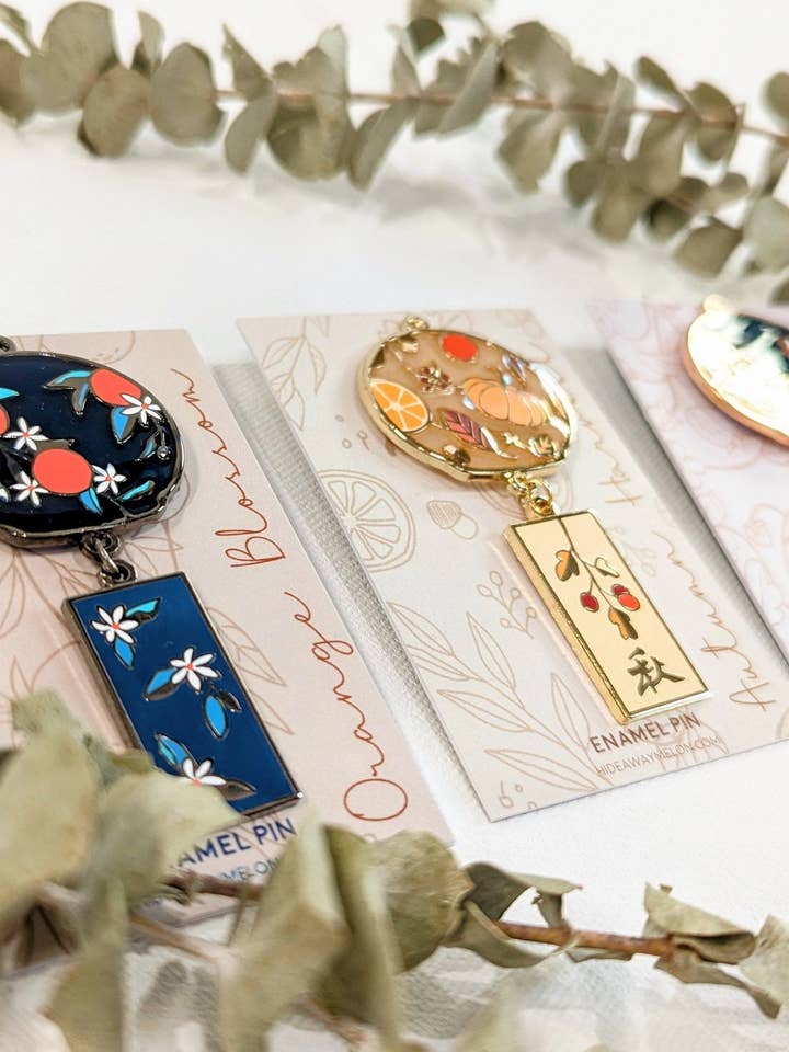 Campanelli a vento Furin / Campanello a vento (Trasparente) Campi di Fragole, Raccolto Autunnale, Fior d'Arancio Grande Spilla in Smalto Duro per la vendita all'ingrosso da parte di HideawayMelon