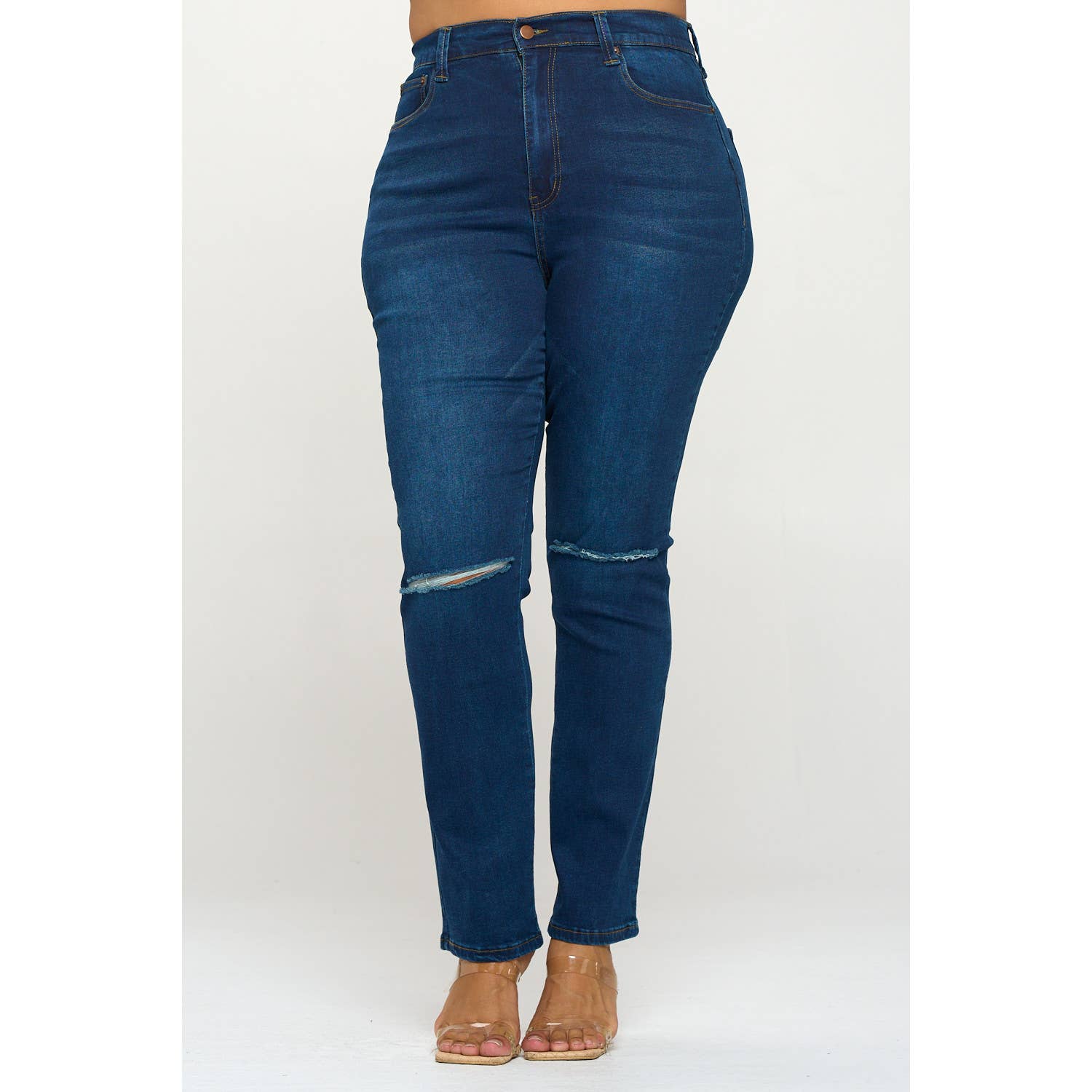 Blue Turtle - Wholesale Jeans - Women's - Plus Size Slit Knee High Waist Jean Light DH2025X10