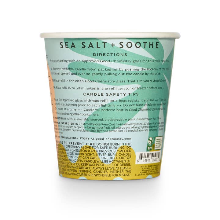 Good Chemistry - Wholesale Jar/Filled Candle - Sea Salt + Soothe Biodegradable Candle Refill