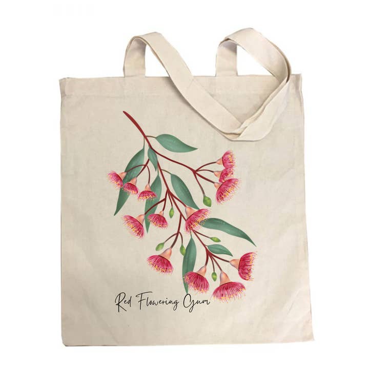 AGCB1014: Red Flowering Gum Cotton Tote Bag for wholesale by Australiana Gifts Co