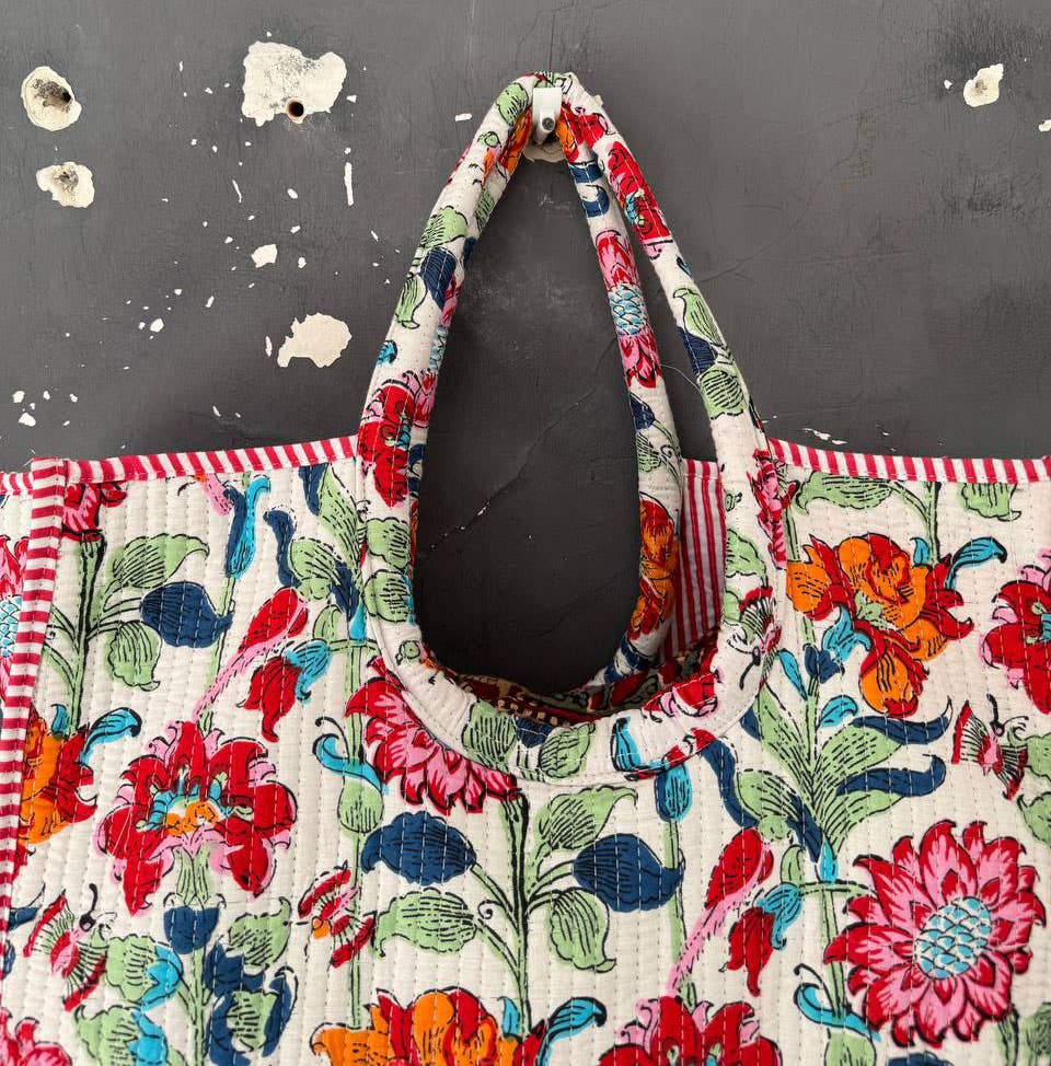 bhavnas boutique - Wholesale Tote Bag - Women's - Jaipuri Floral Print Quilted Shopping Bag Indian Cotton Bags2