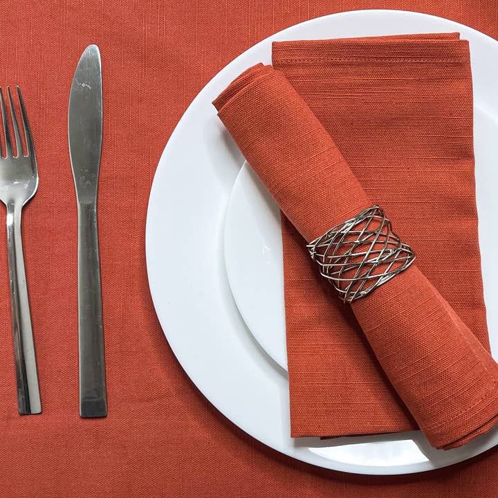Set of 6-Textured Napkins,18''X18'',100% Cotton,Rust Orange. for wholesale by chardin home
