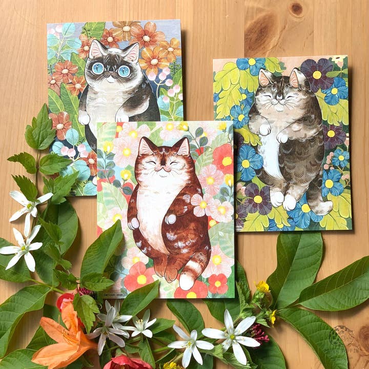 Paper Puffin - Wholesale Everyday Greeting Card - Floating in Flowers #3 Greeting Card