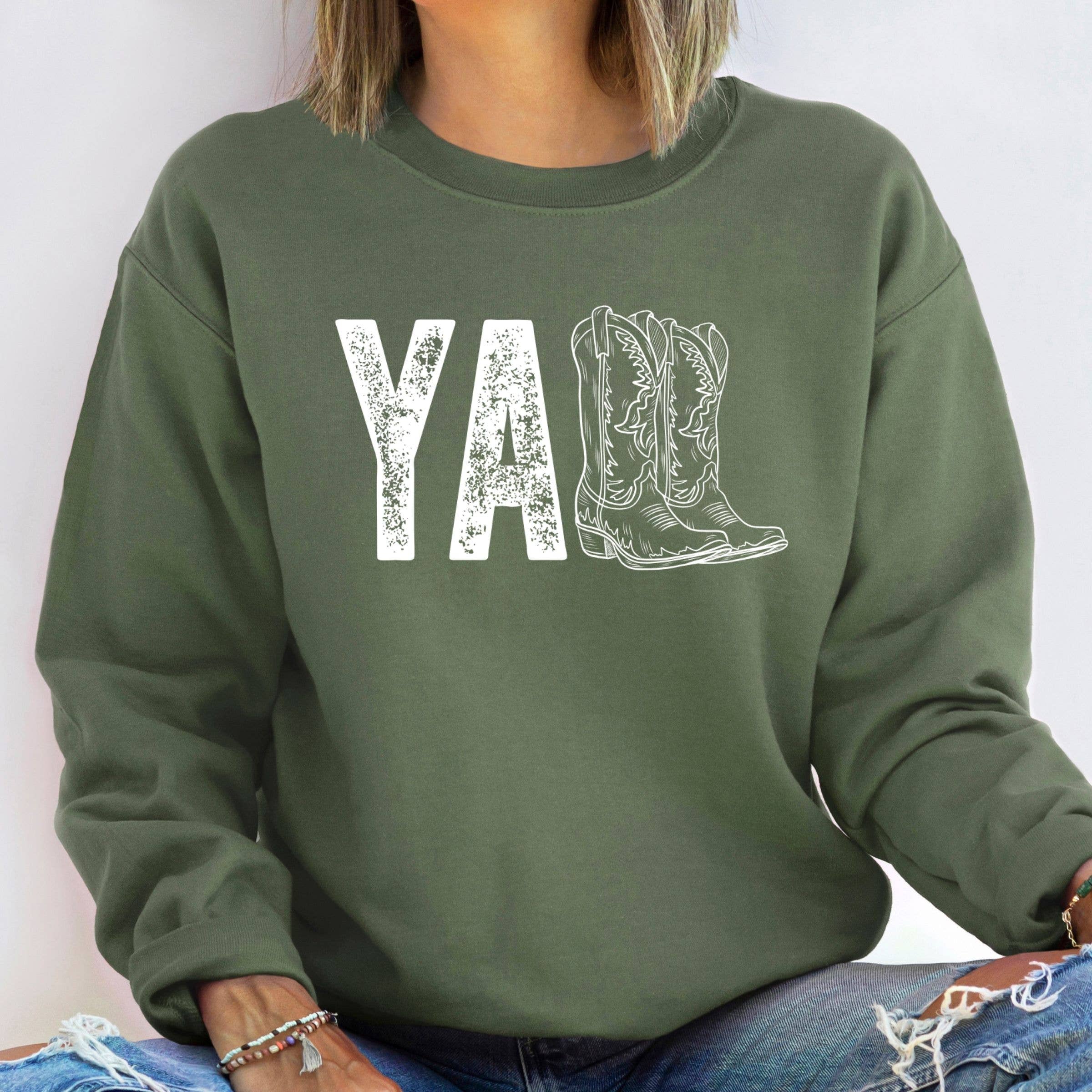 Wholehearted Motherhood and Co. – Engroshandel Grafisk Sweatshirt - Dame – YALL Grafisk Sweatshirt - Efterår Western Tøj0