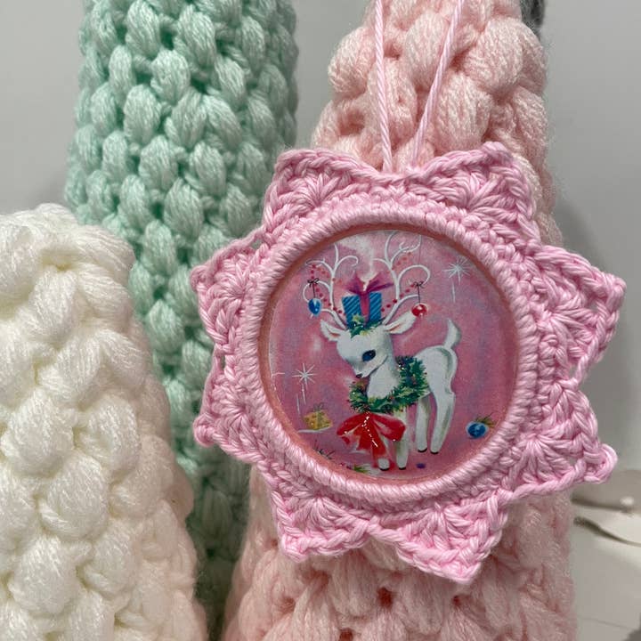 Christmas ornament retro images crochet vintage cards for wholesale by Rosemary's Baby M.E.K.