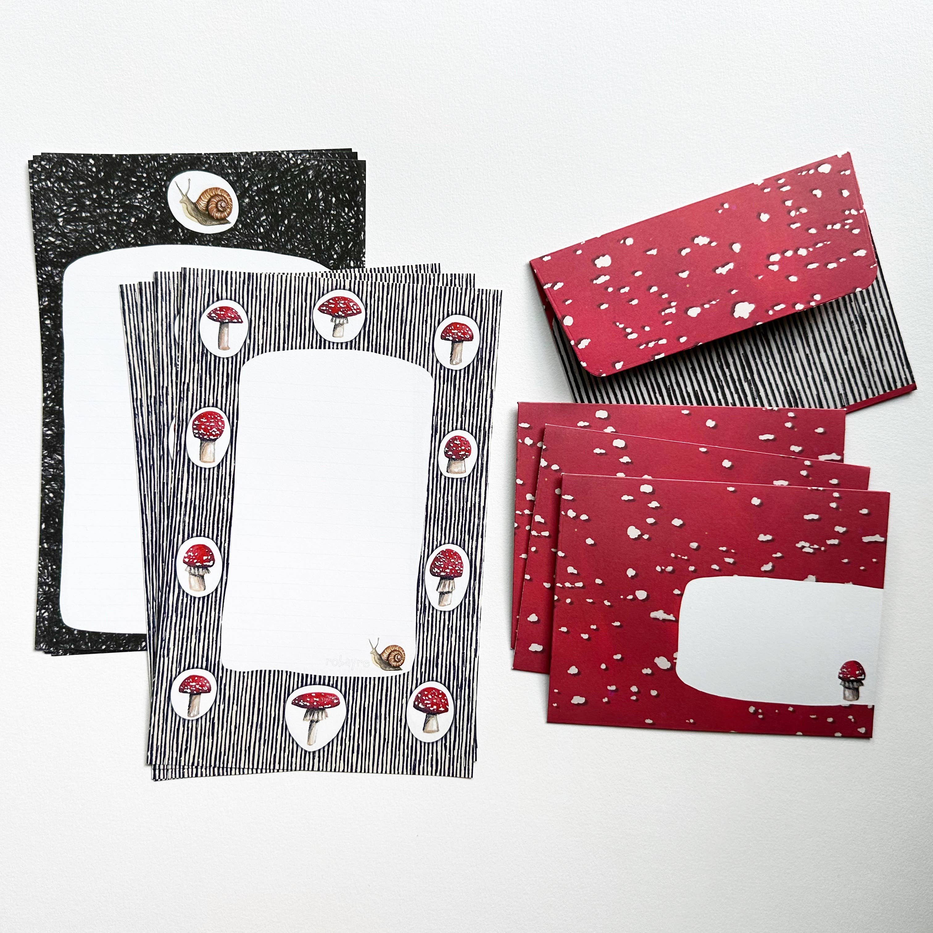 Robayre - Wholesale Stationery/Notecard Set - Mushroom Snail Mail Stationery Set Paper Envelopes Robayre2