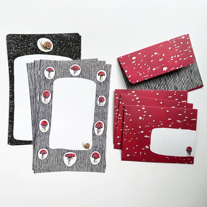 Robayre - Wholesale Stationery/Notecard Set - Mushroom Snail Mail Stationery Set Paper Envelopes Robayre2