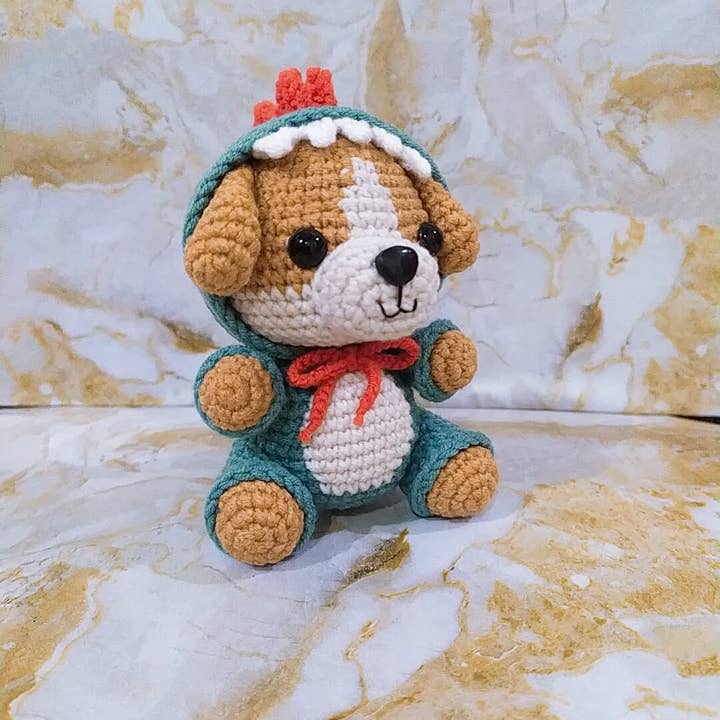 Anh2 LTD - Venta al por mayor Peluche - Perros - Disfraz de perro con un dinosaurio, juguete de ganchillo para cachorros de dinosaurio