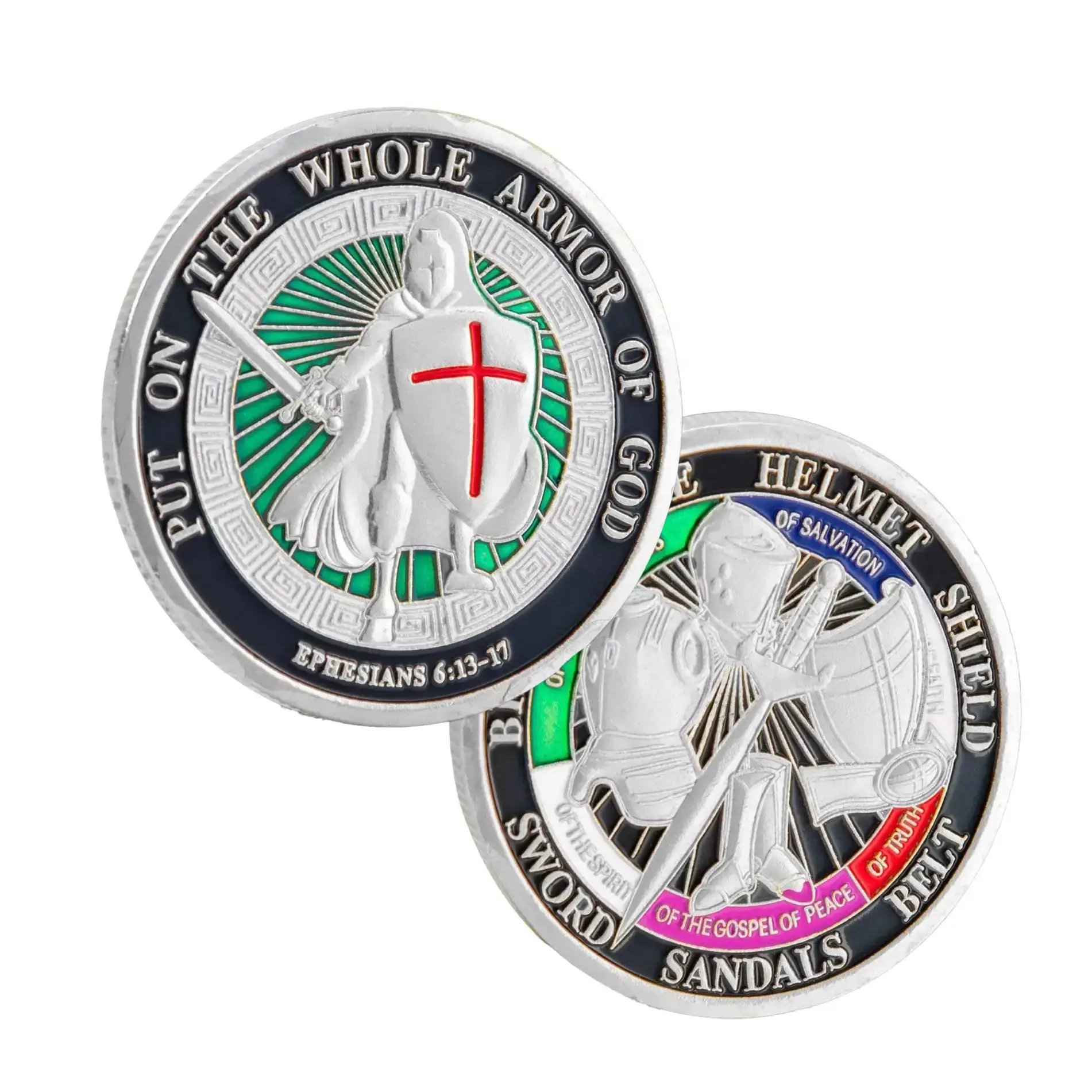 Blinkee.com, LLC - Wholesale Keepsake Coin/Token - Put on the Whole Armor of God Christian Silver Plated Coin2