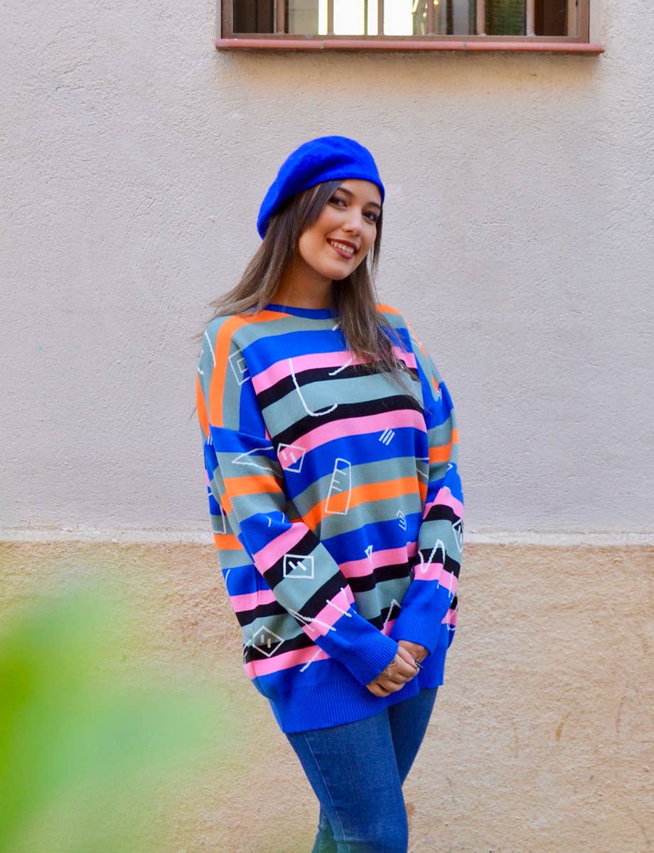Flipa Barcelona – wholesale Tunic sweater – Women’s – 80s striped sweater2