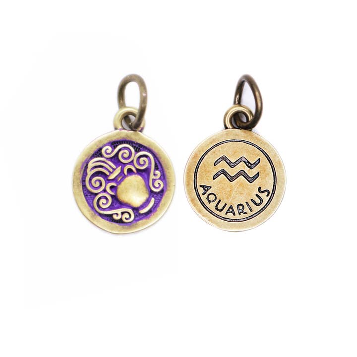 Gleeful Peacock - Wholesale Individual Charm/Pendant - Aquarius Zodiac Charm (with available Bracelet or Necklace)